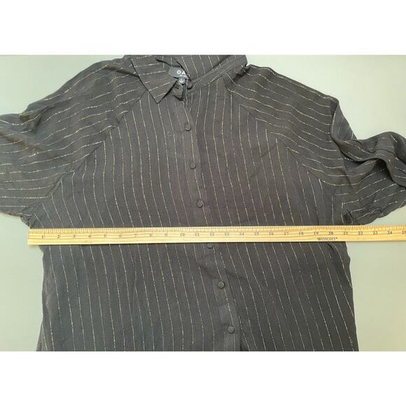 OAT Black Metallic Gold Striped Long Sleeve Collared Button‎ Up Shirt Size L NWT - Picture 3 of 9